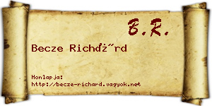 Becze Richárd névjegykártya